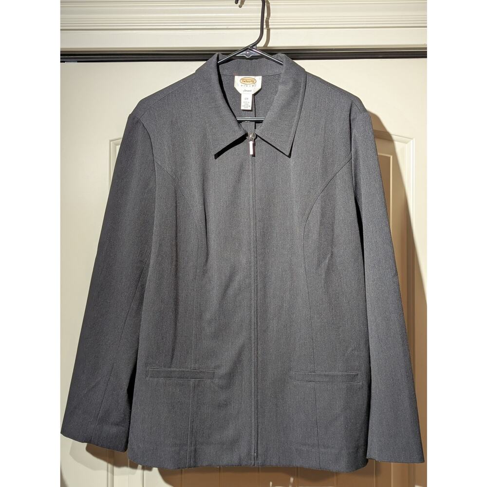 VTG Talbots Gray Stretch Wool Full Zip Front Unlined Jacket Womens Plus Size 12W